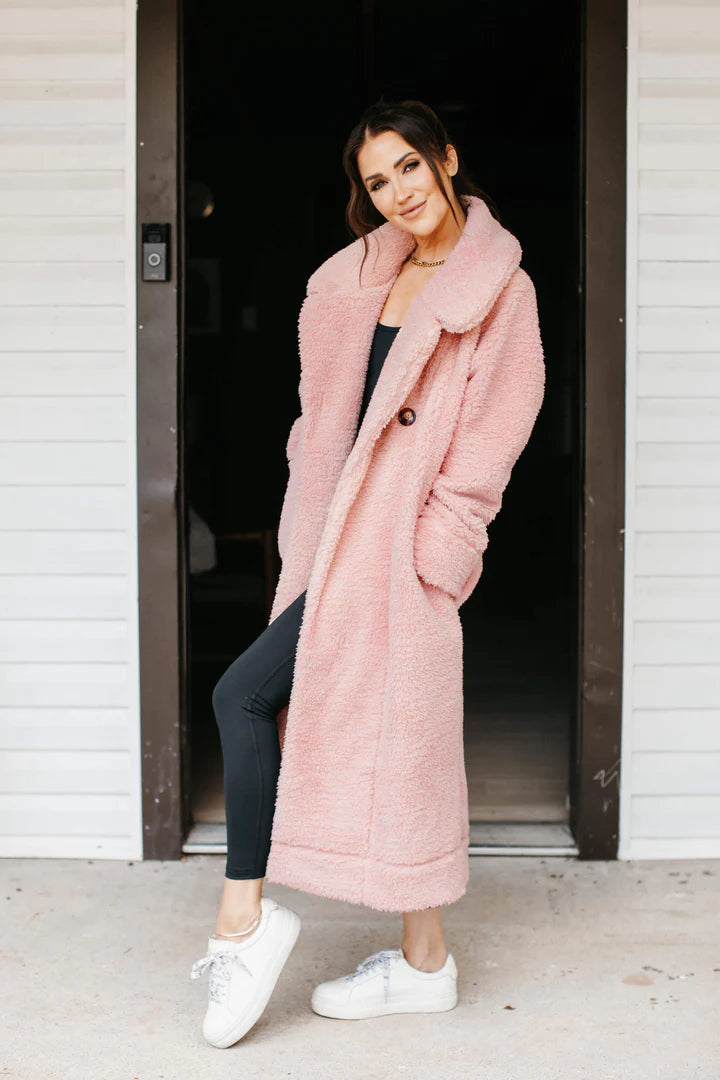 Cozy Chic Teddy Coat in Rosé Pink - VARIOUS SIZES