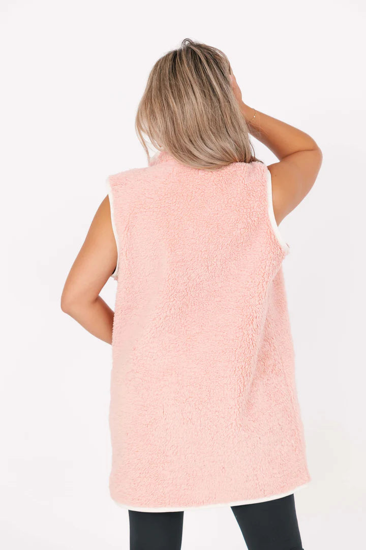 BUNDLE UP TEDDY VEST IN ROSÉ PINK - VARIOUS SIZES