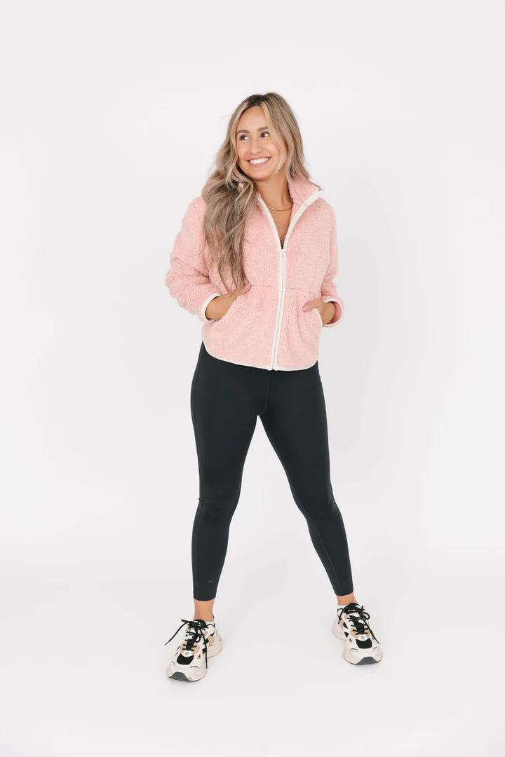 Toasty Teddy Zip Up in Rosé Pink - VARIOUS SIZES