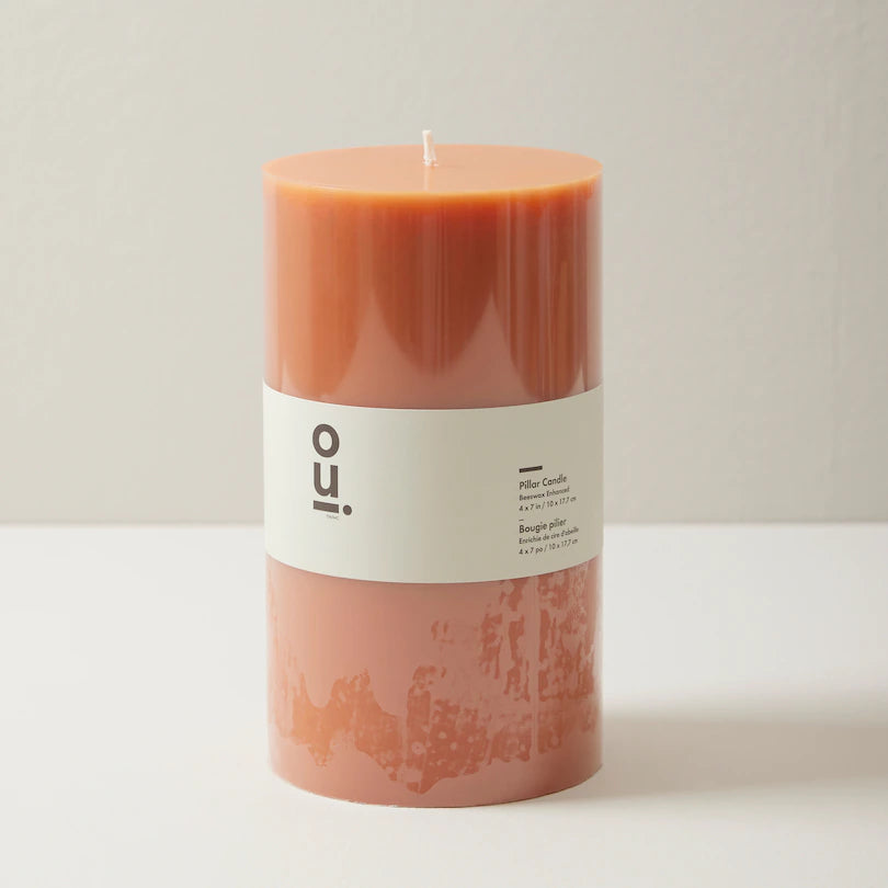 Pillar Candle - 4" X 7"  - Terracotta