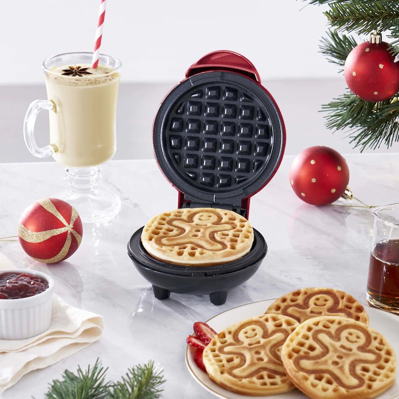 mini gingerbread christmas red waffle maker