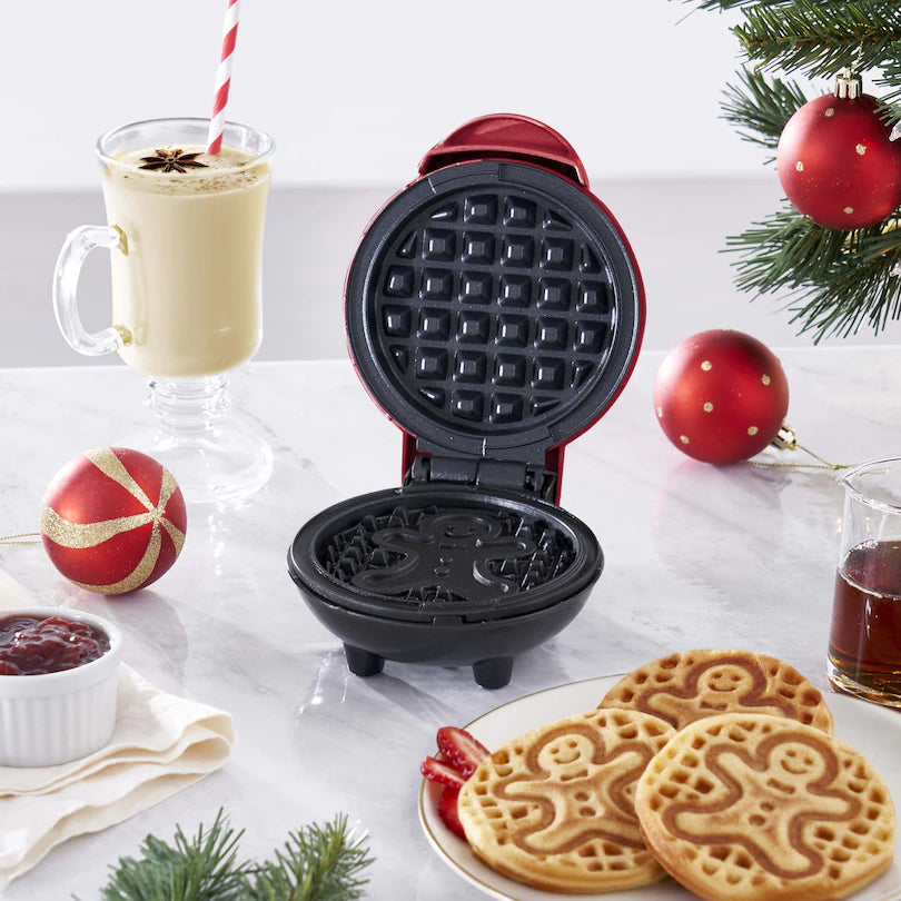 mini gingerbread christmas red waffle maker