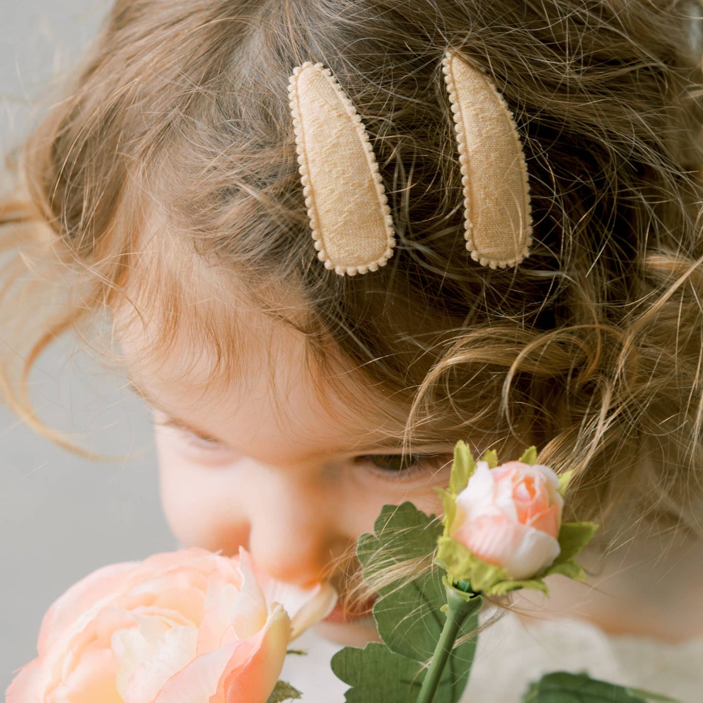 Rosa Pink Floral Fabric Hair Clips