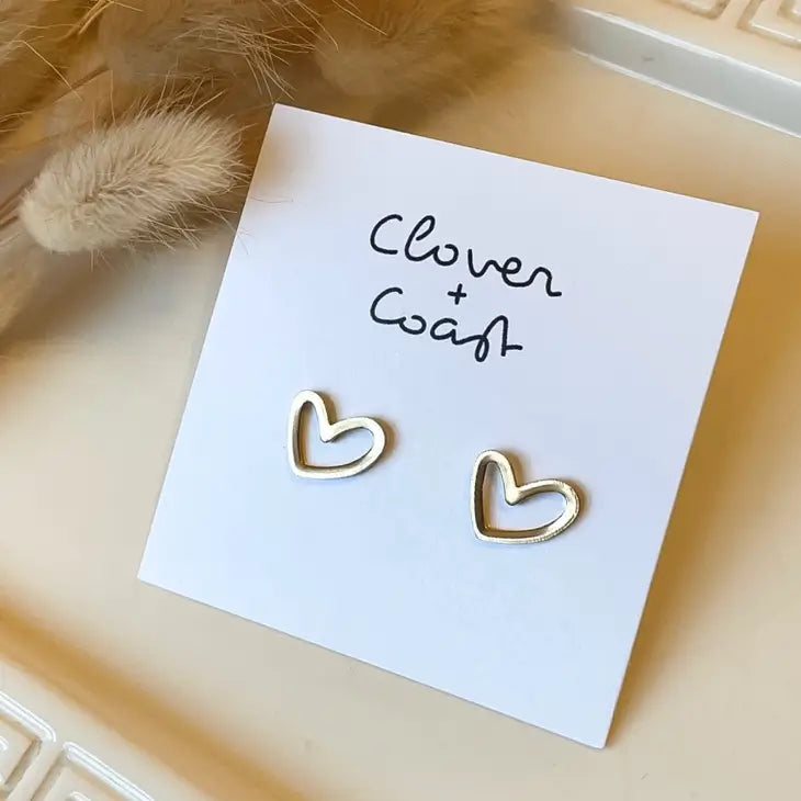 Gold Plated Hollow Heart Stud Earrings