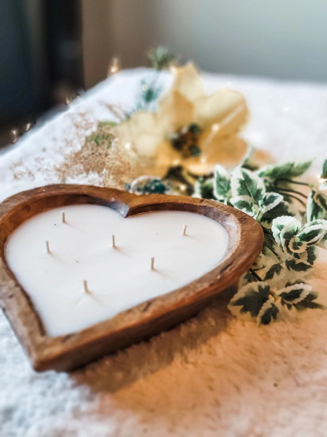 Dough Bowl Candle - Heart Shaped, 6 Wick Refillable