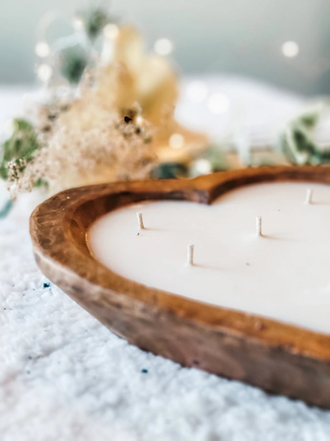 Dough Bowl Candle - Heart Shaped, 6 Wick Refillable