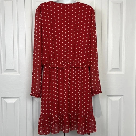 Charlie Paige Red and White Polka Dot Ruffle Dress