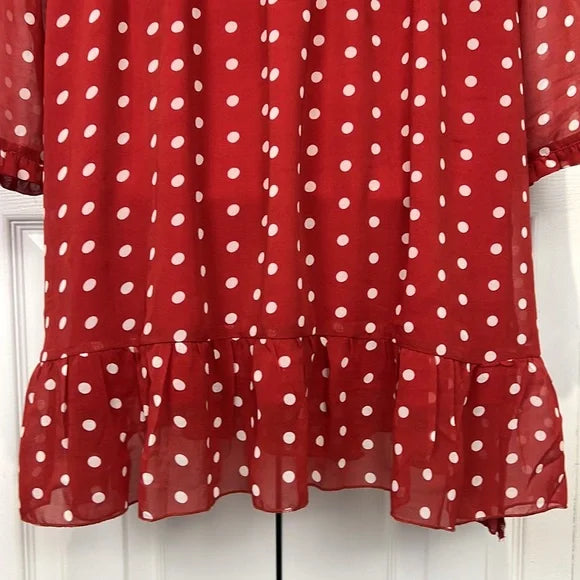 Charlie Paige Red and White Polka Dot Ruffle Dress