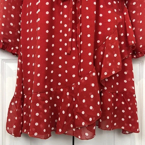 Charlie Paige Red and White Polka Dot Ruffle Dress