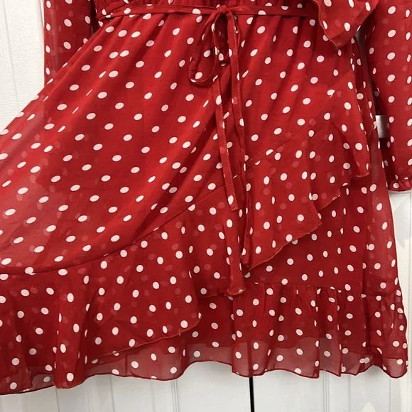 Charlie Paige Red and White Polka Dot Ruffle Dress