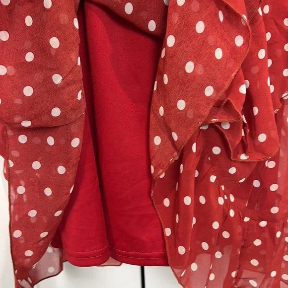 Charlie Paige Red and White Polka Dot Ruffle Dress