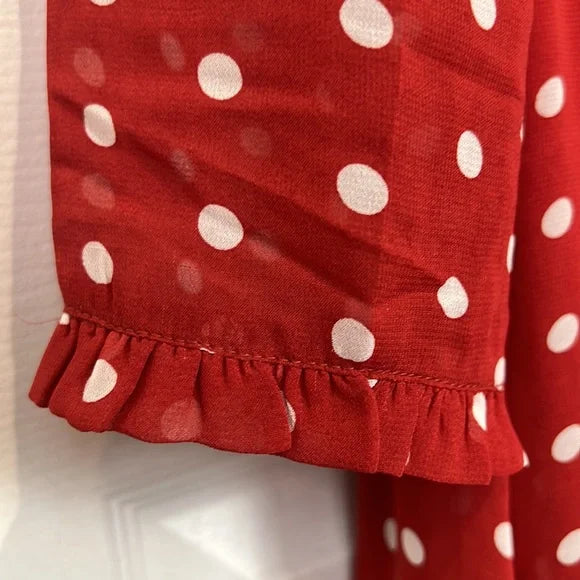 Charlie Paige Red and White Polka Dot Ruffle Dress