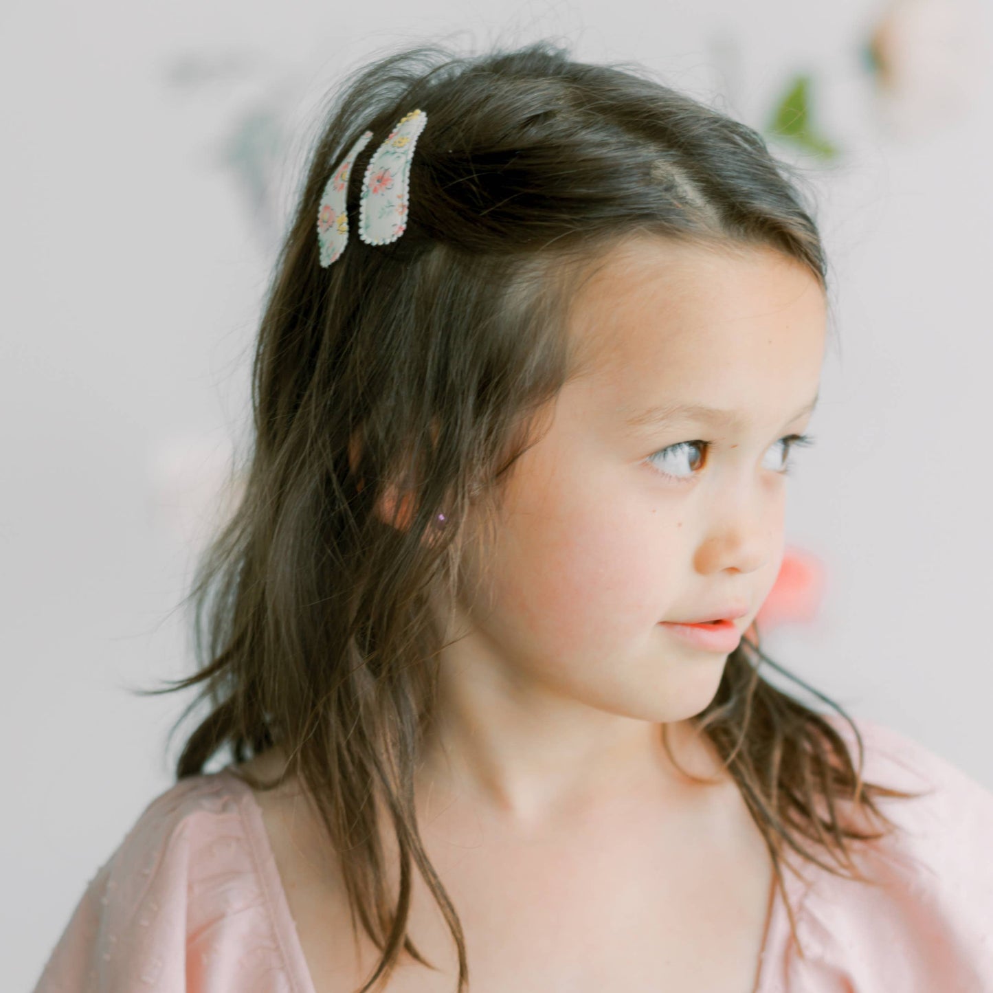 Stella Pink & Gold Fabric Hair Clips