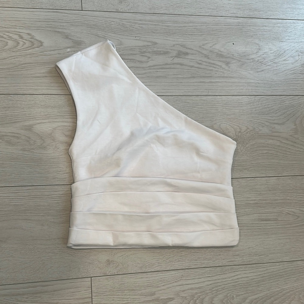 Zara Elegant White Asymmetrical one shoulder tank SIze Medium