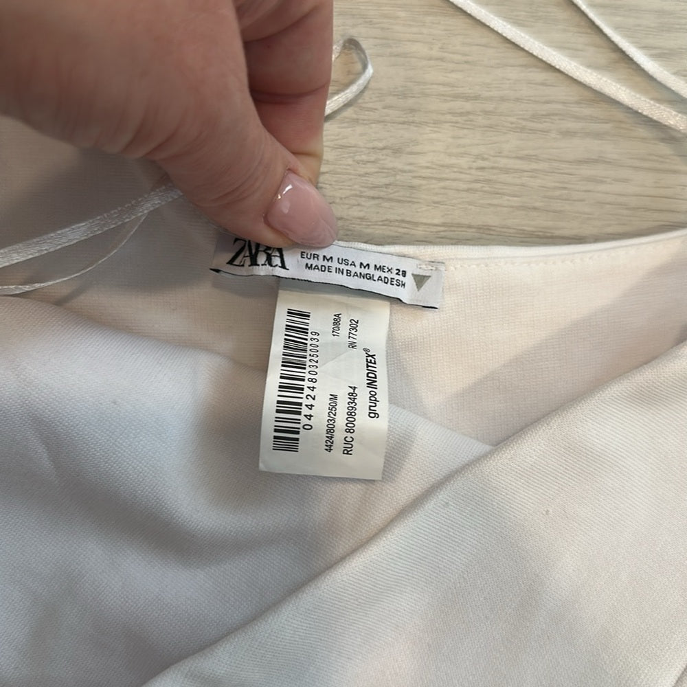 Zara Elegant White Asymmetrical one shoulder tank SIze Medium
