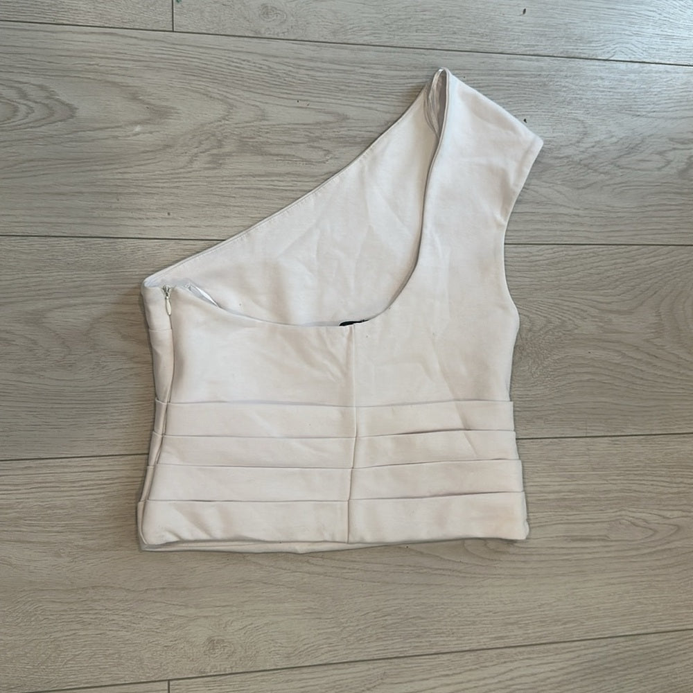 Zara Elegant White Asymmetrical one shoulder tank SIze Medium