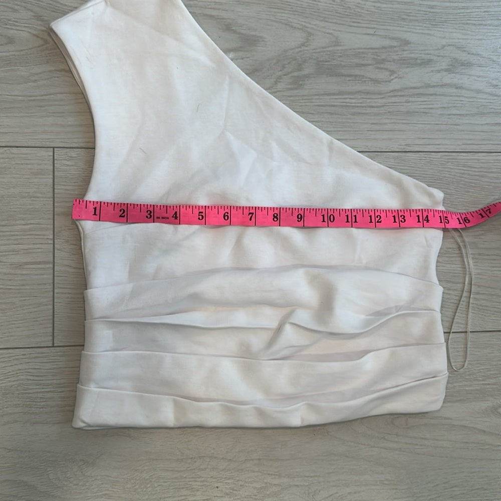 Zara Elegant White Asymmetrical one shoulder tank SIze Medium