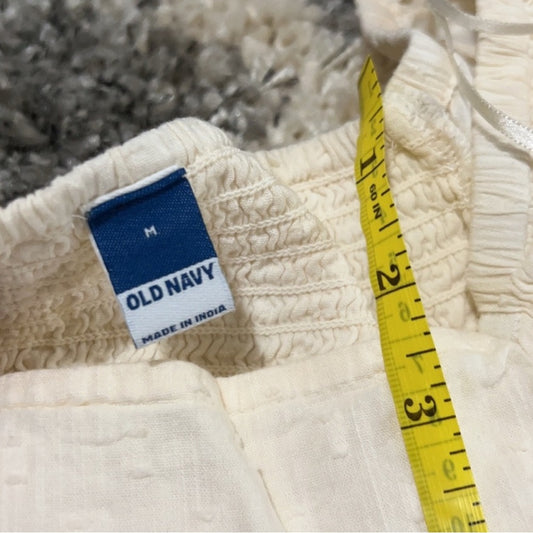 Old Navy Off-White Cotton Blend Peplum Top Size Medium