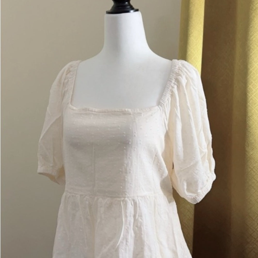 Old Navy Off-White Cotton Blend Peplum Top Size Medium