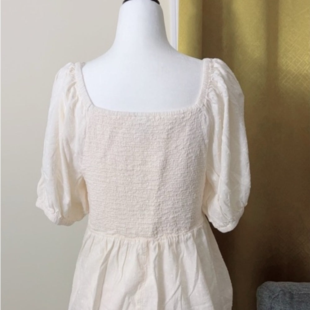 Old Navy Off-White Cotton Blend Peplum Top Size Medium