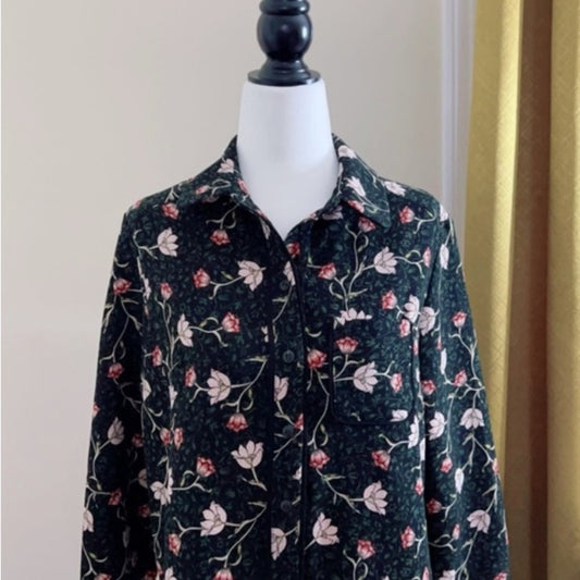 Topshop Floral Blouse with Pink Accents