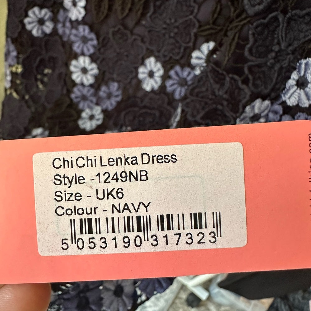 Chi Chi London Black and Purple Floral One-Shoulder Dress UK Size 6