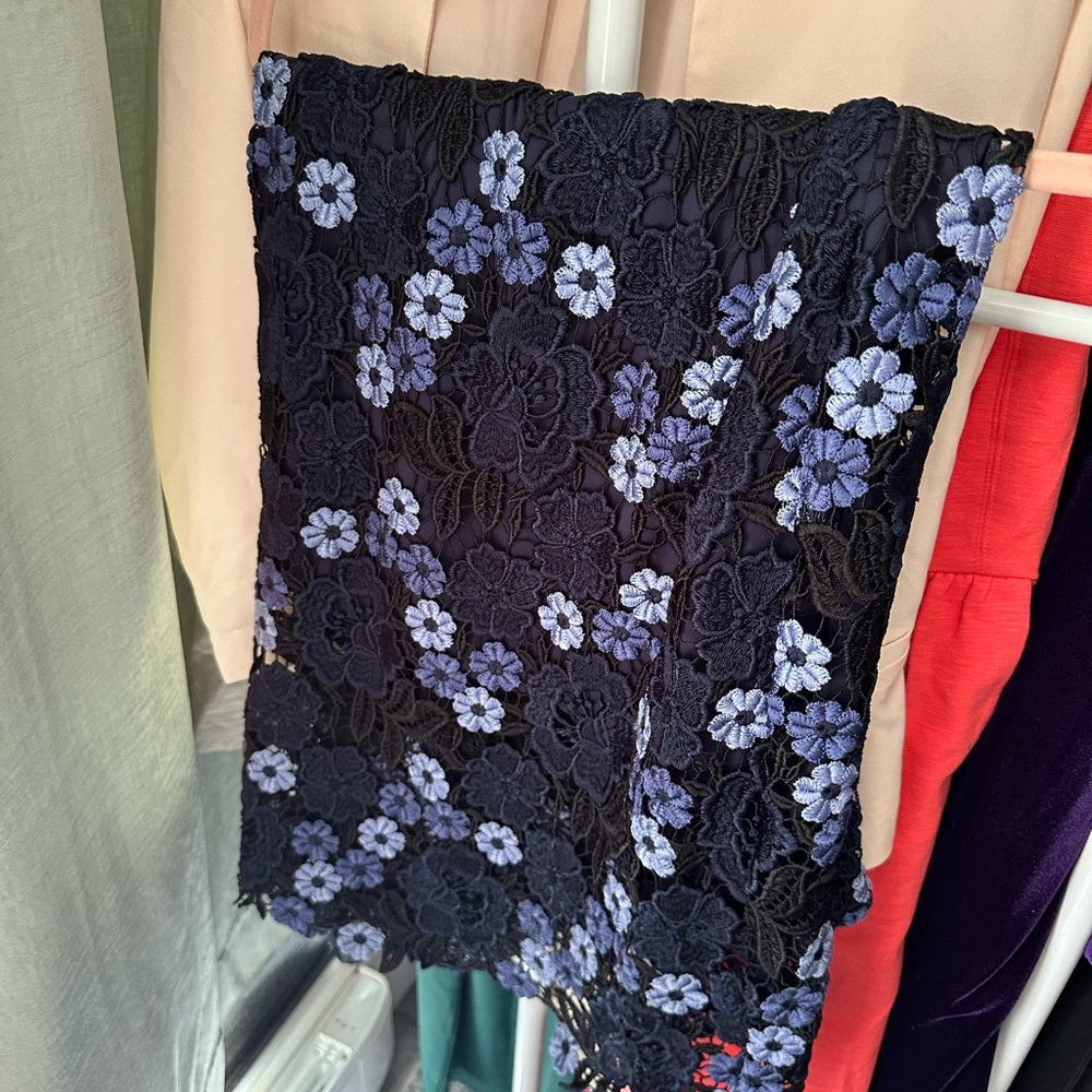 Chi Chi London Black and Purple Floral One-Shoulder Dress UK Size 6