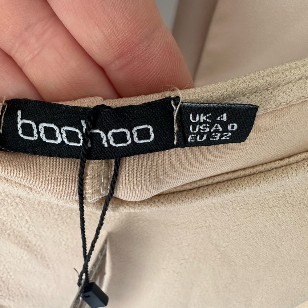 Boohoo Cream Belted Dress Size 4