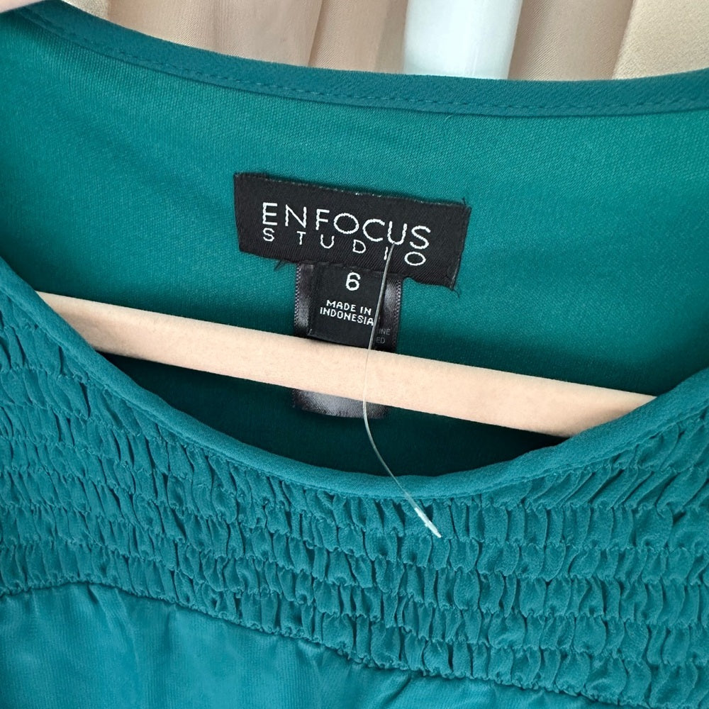 Enfocus Studio Teal Smocked Dress Size US 6