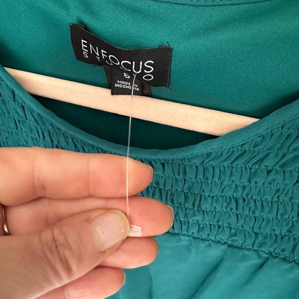Enfocus Studio Teal Smocked Dress Size US 6