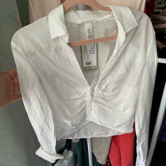 H&M White Collared Blouse Size XS