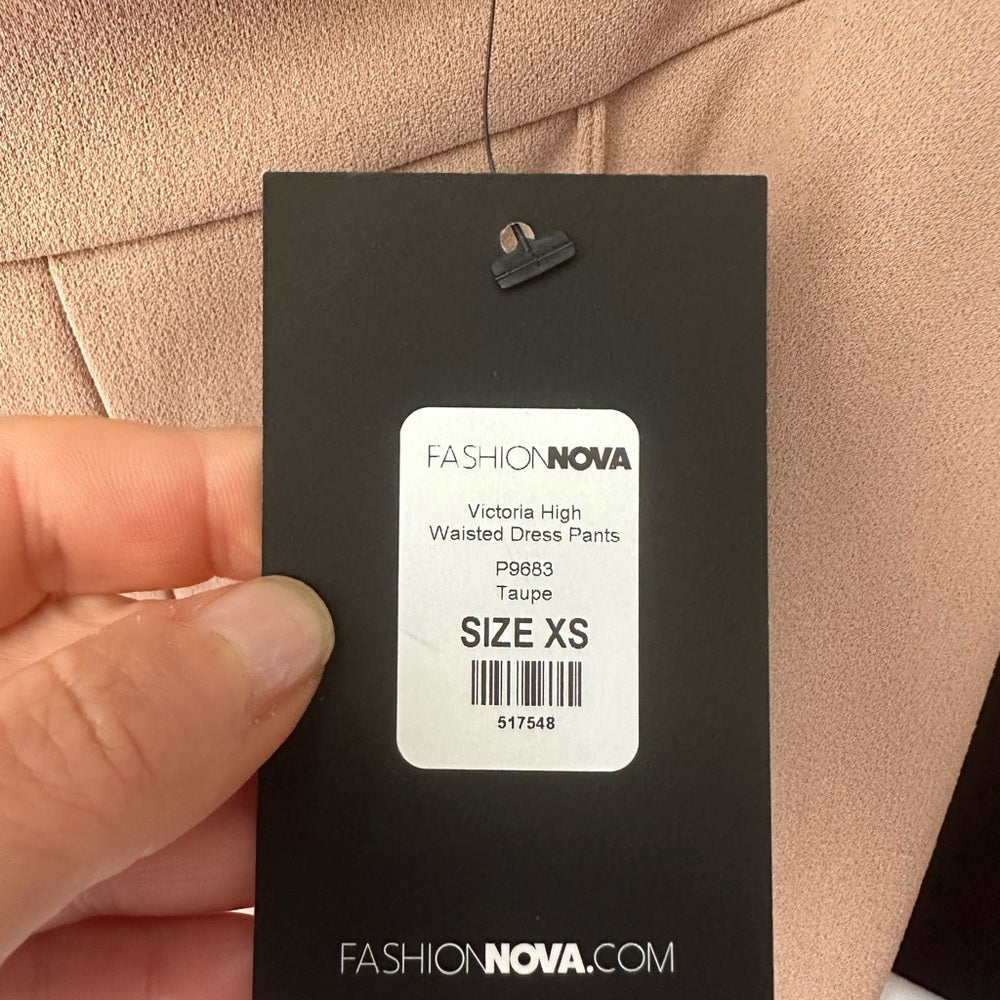 Fashion Nova Taupe High-Waisted Dress Pants
