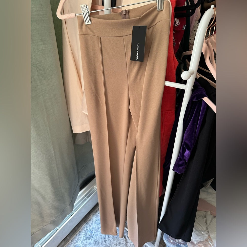 Fashion Nova Taupe High-Waisted Dress Pants
