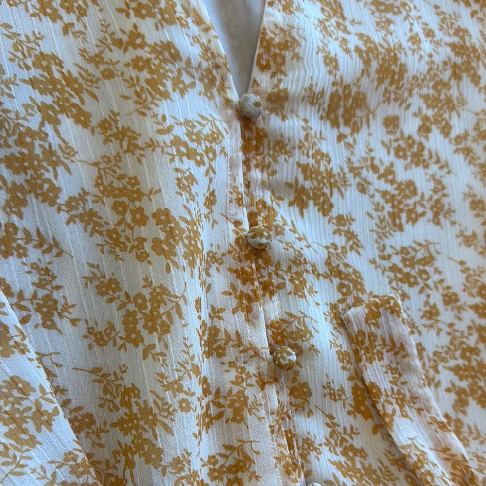 MINKPINK Yellow Floral Ruffle Dress