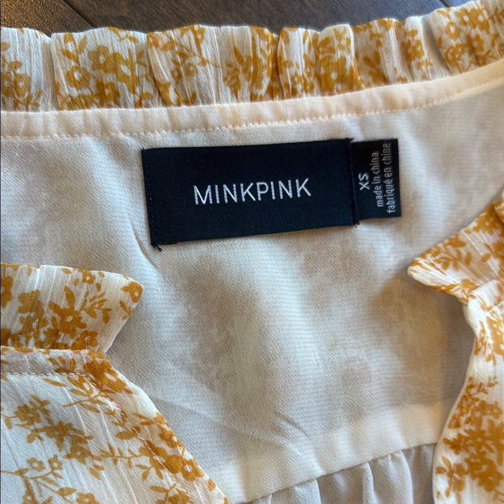 MINKPINK Yellow Floral Ruffle Dress