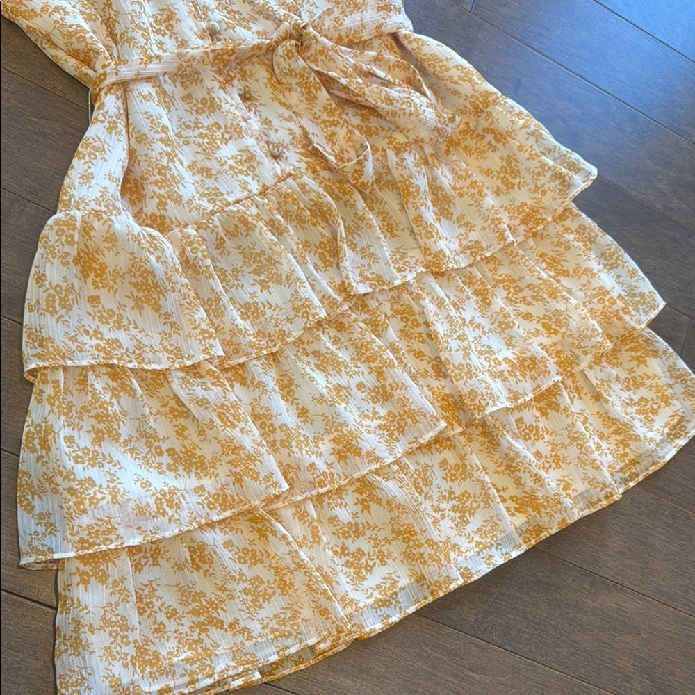 MINKPINK Yellow Floral Ruffle Dress