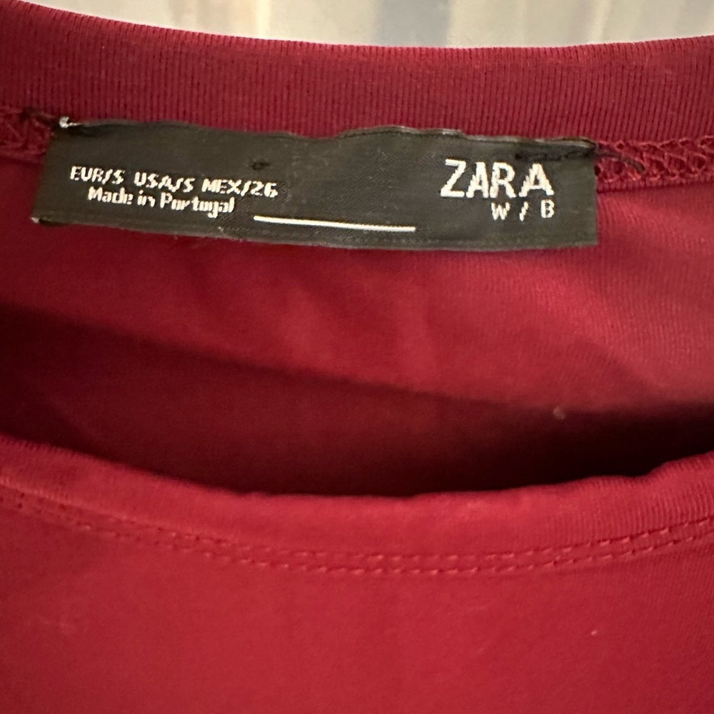 Zara Deep Red Long Sleeve Dress