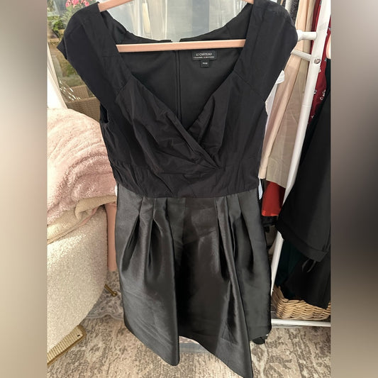 Le Chateau Black Satin Mini Dress
