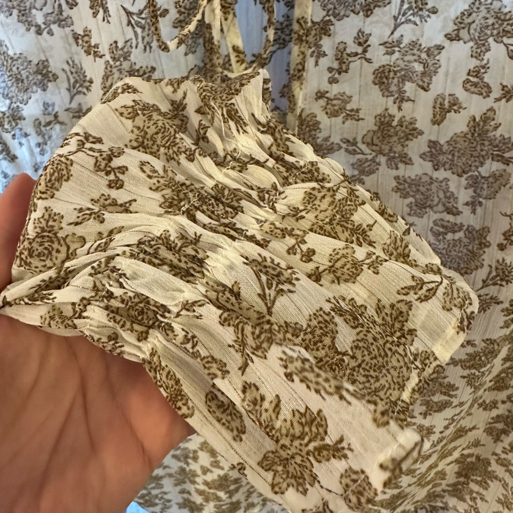 Zara Women's Sheer Floral Blouse - Cream and Brown