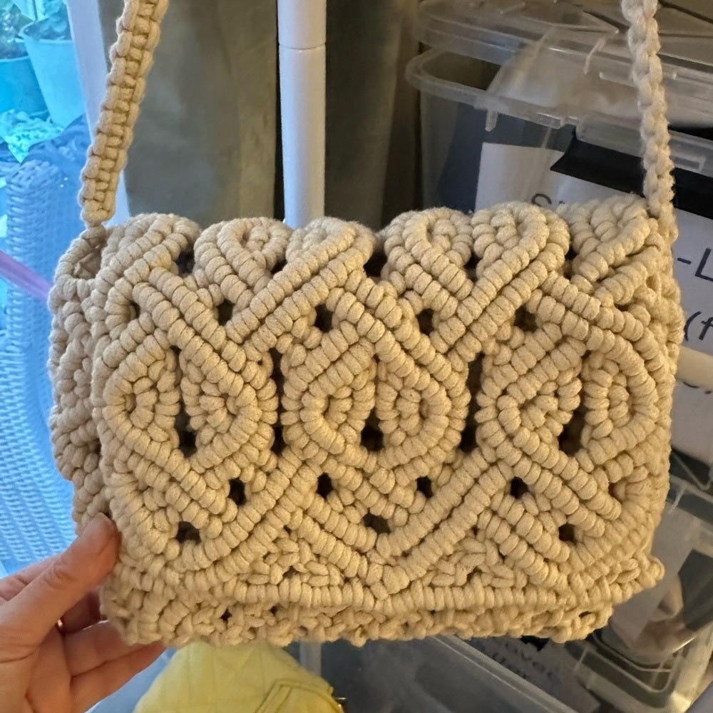 Handcrafted Beige Macramé Shoulder Bag