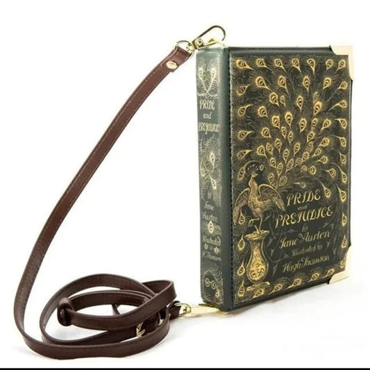 Green and Gold Book Clutch with Strap