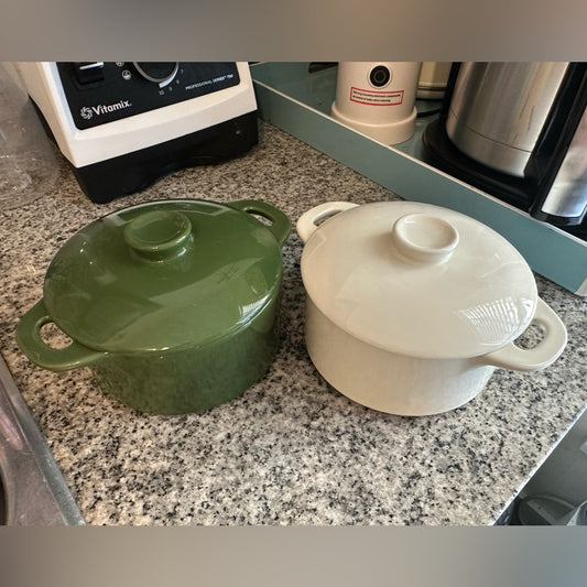 Green and Cream Brie Baker Set