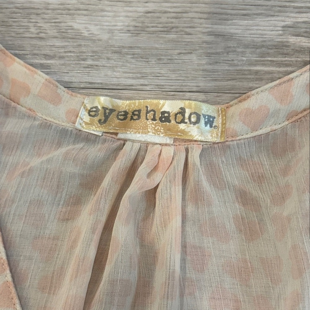 Eyeshadow Peach Sheer Blouse with Tie Front