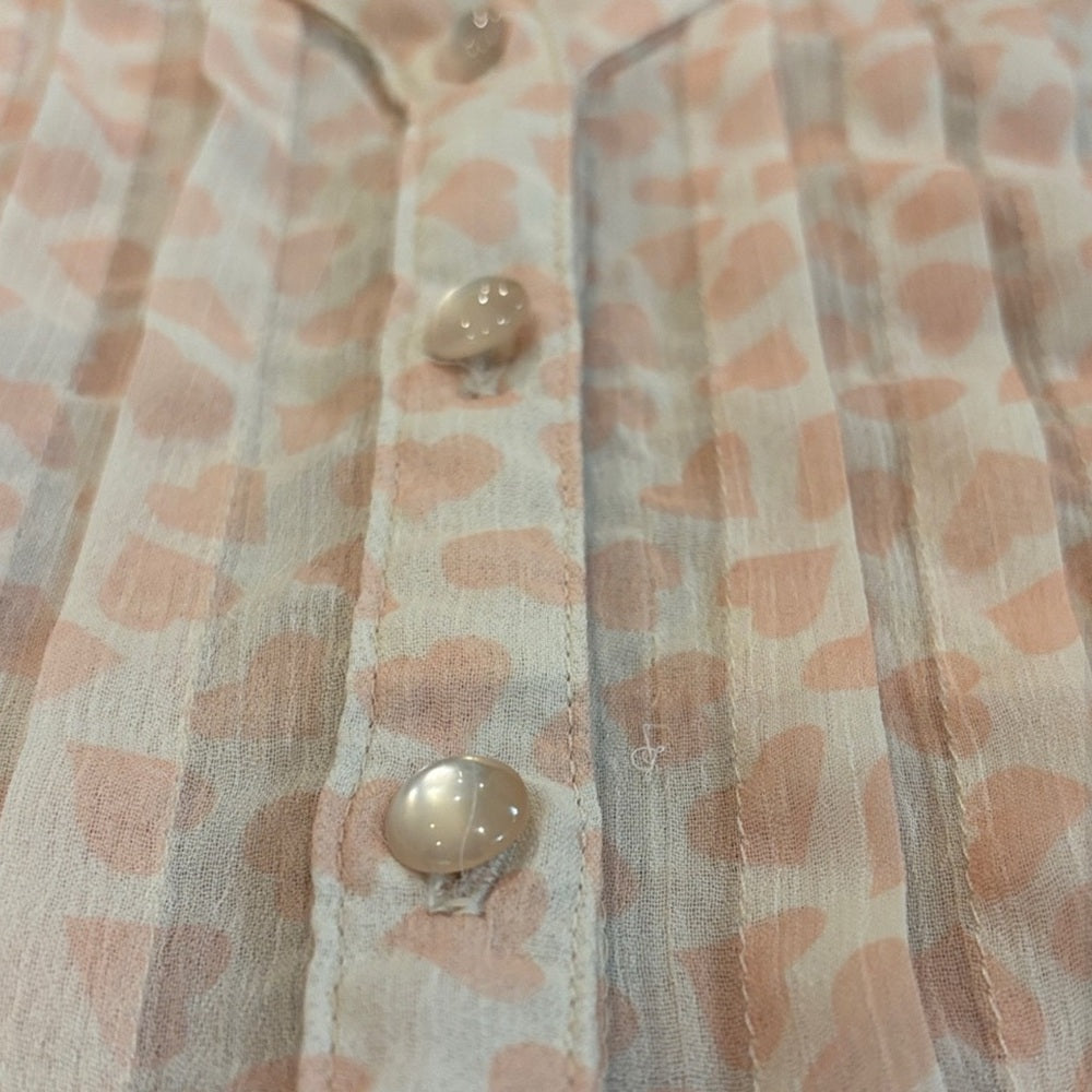 Eyeshadow Peach Sheer Blouse with Tie Front