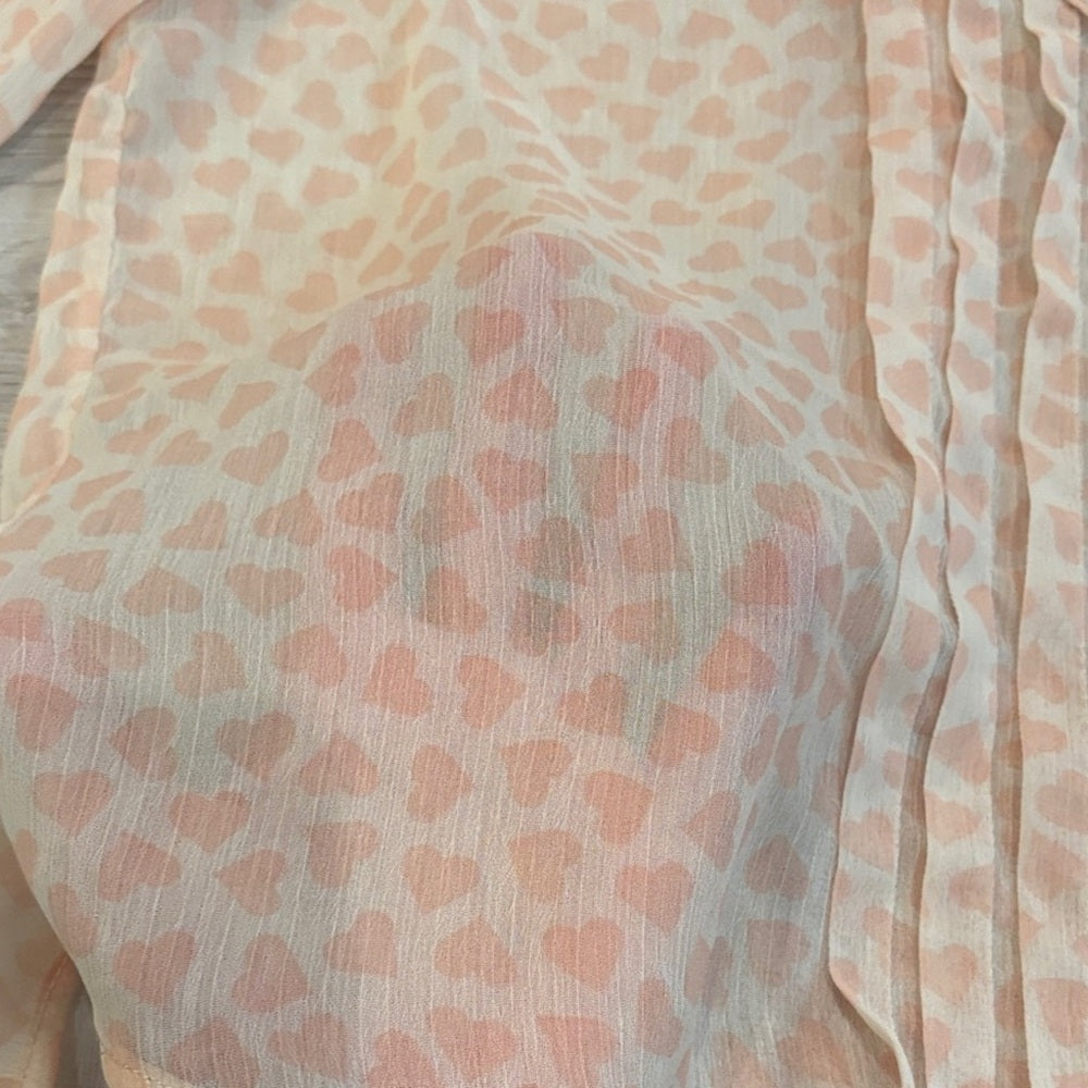 Eyeshadow Peach Sheer Blouse with Tie Front