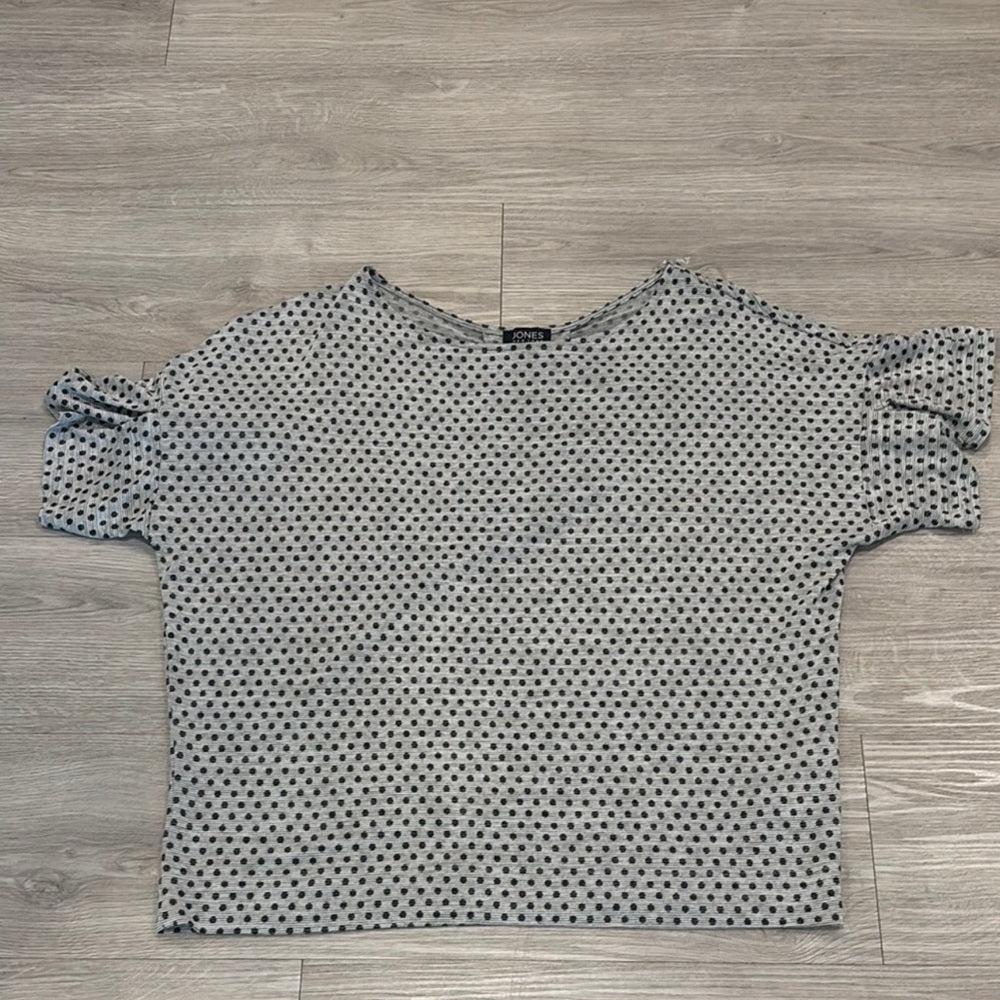 Jones New York Black and White Puff Sleeve Crop Blouse