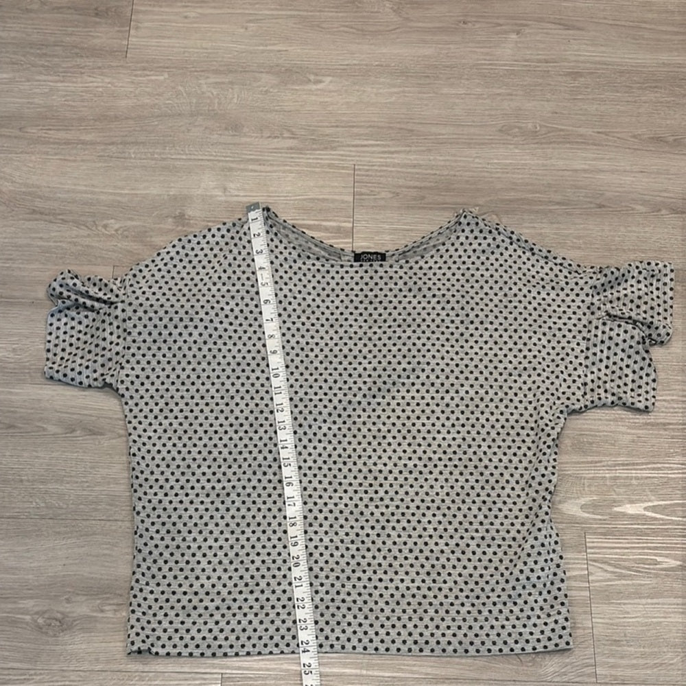 Jones New York Black and White Puff Sleeve Crop Blouse