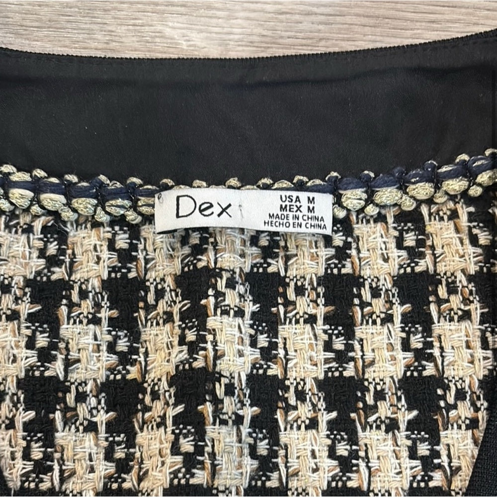 Dex M Black and Cream Checkered Cardigan Jacket