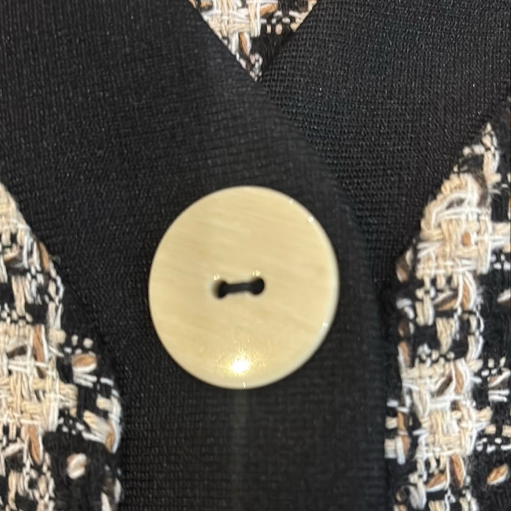 Dex M Black and Cream Checkered Cardigan Jacket