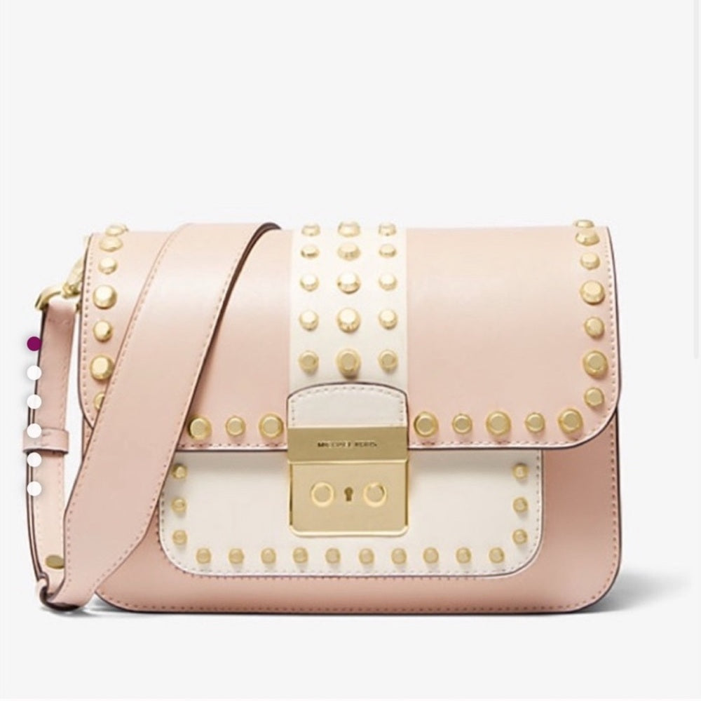 Michael Kors Blush and Cream Studded Crossbody Bag